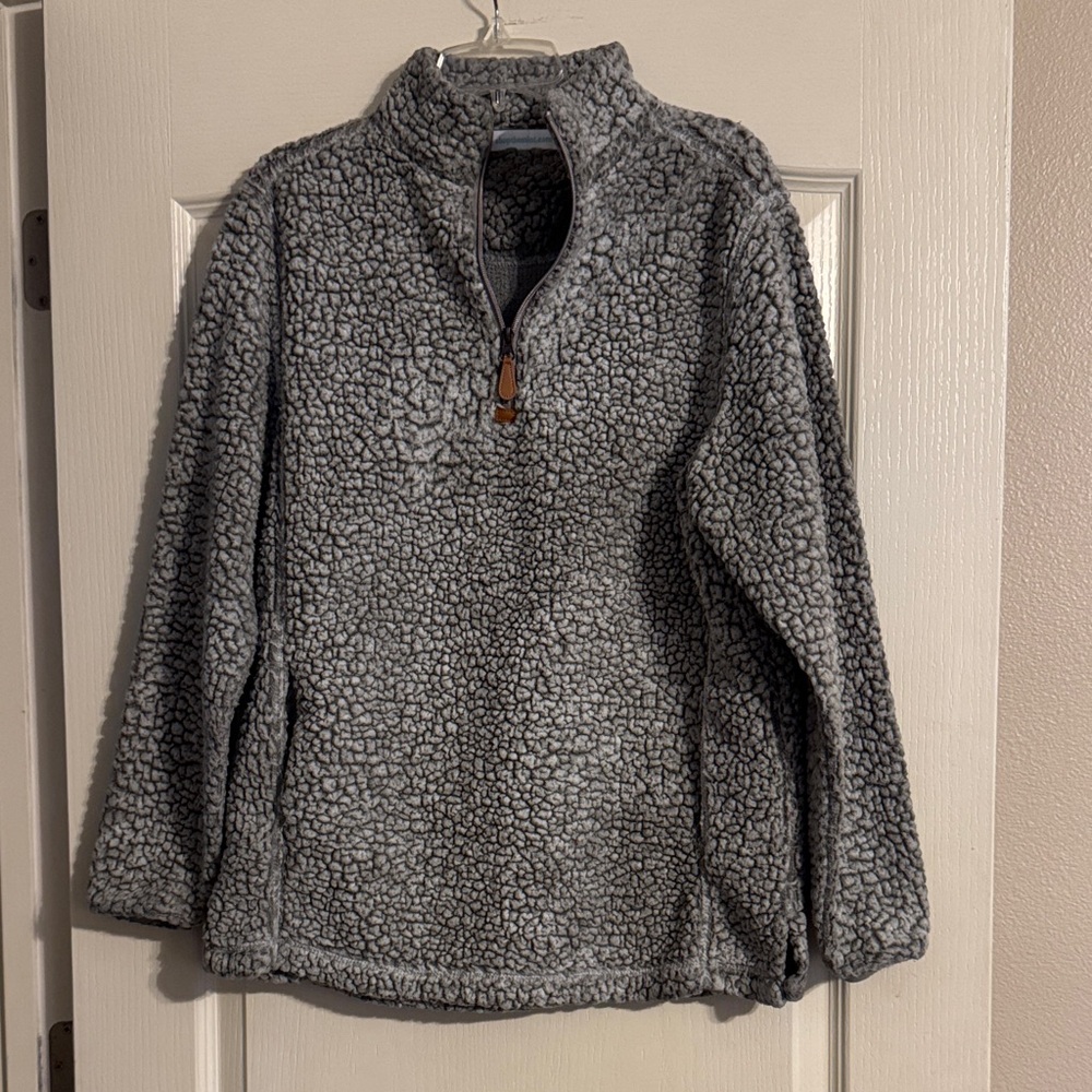 Cozy Gray Sherpa Fleece Pullover